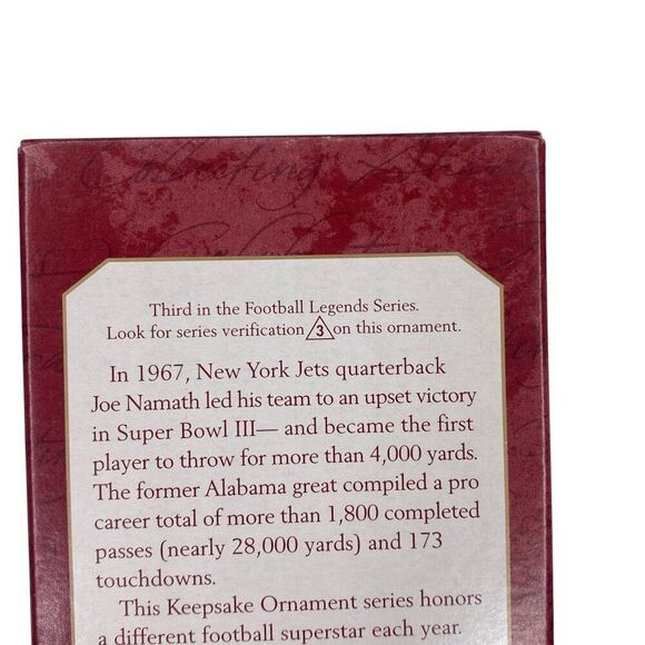 Joe Namath Football Legends Hallmark Ornament 3rd in Collector's Series 1997 - Picture 2 of 3